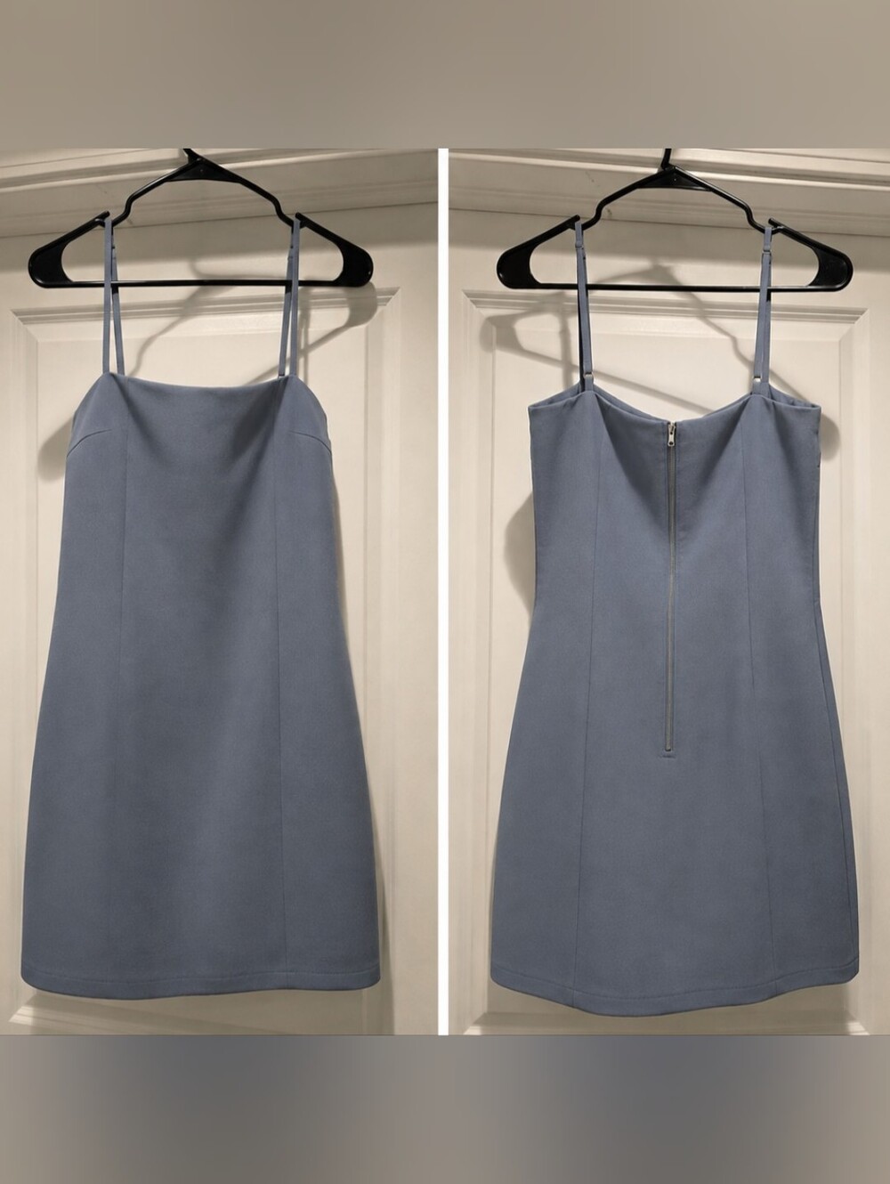 White Fox Slate Blue Spaghetti-Strap Mini Dress